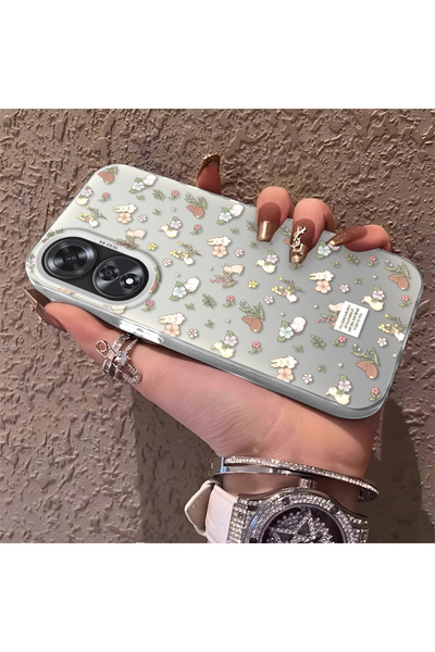 PATTERNOVA حافظة أوبو A60 المطابقة للتصميم البسيط المزين بالزهور، مصنوعة من ا...