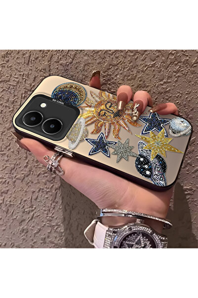 PATTERNOVA Vivo Y36 4G/5G Uyumlu Yüksek Kaliteli Yıldız ve Ay Desenli Kılıf, ...