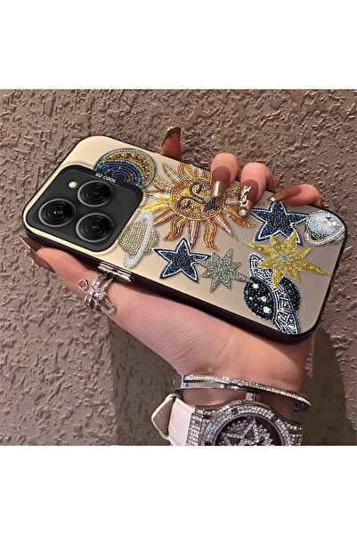 PATTERNOVA Tecno Spark 20 Pro 4G/5G Uyumlu Yüksek Kaliteli Yıldız ve Ay Desen...