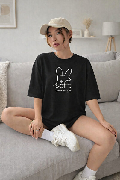 ship master Γυναικείο μπλουζάκι με στάμπα κουνελιού με απαλό γράψιμο, 100% βα...