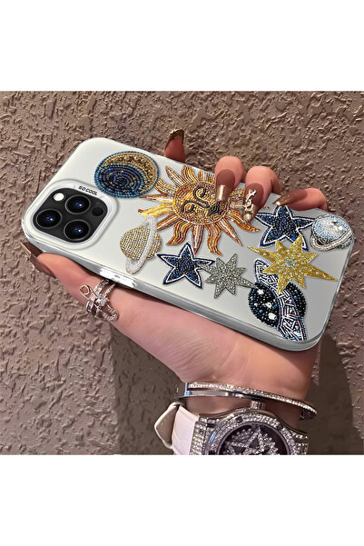PATTERNOVA iPhone 14 Pro Max Uyumlu Yüksek Kaliteli Yıldız ve Ay Desenli Kılı...