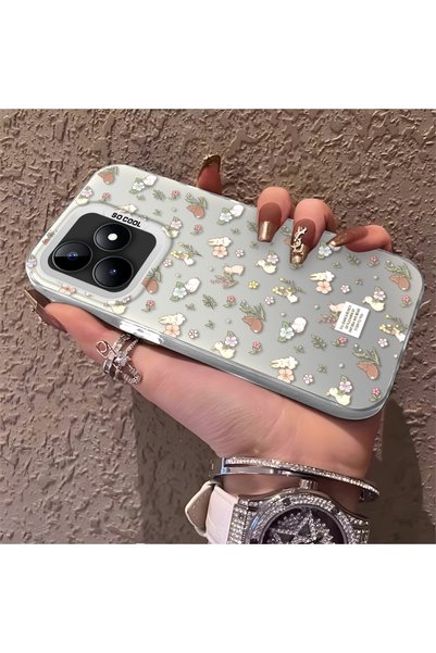 PATTERNOVA Realme Note 50 Compatible Plain Floral Case, Drop-Resistant Silico...