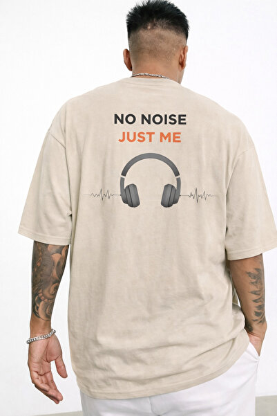 LAND MODA Unisex No Noise Just Me Headphone Printed Oversize T-Shirt 100% Cot...