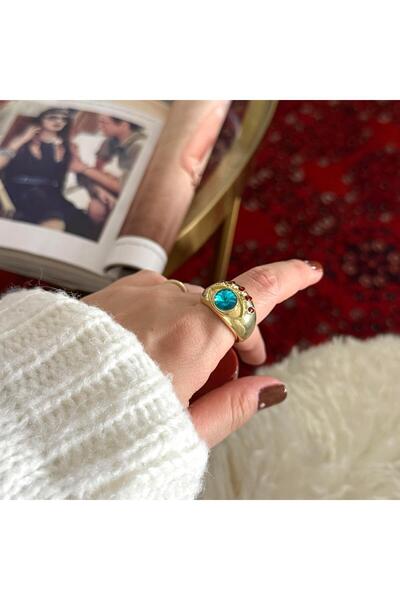 Alice İsstanbul Blue Stone Eye Ring Gold