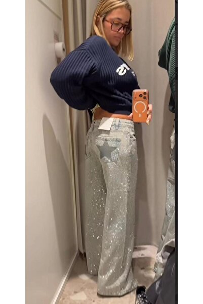 EDVESS Προσαρμοσμένο τζιν παντελόνι με κεντημένη πέτρα Premium Design