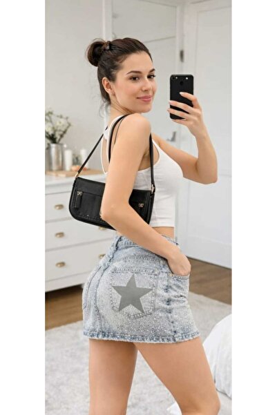 EDVESS Σορτς φούστα με ειδικό σχέδιο και κεντημένες πέτρες υψηλής ποιότητας