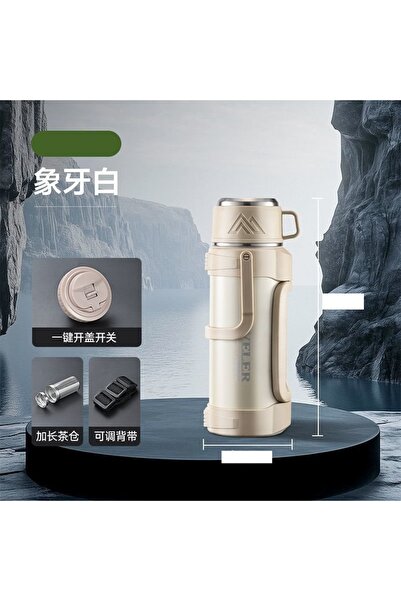 Livava 316 Steel Outdoor Camping Thermos - 2Lt Thermos with Lid and Steel Str...