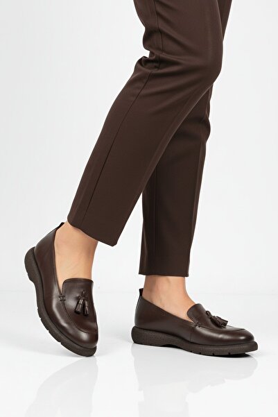 Aspor Brown Genuine Leather Women's Casual Shoes
