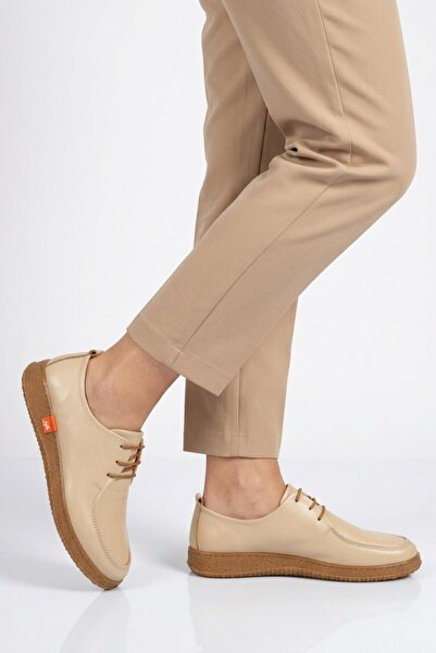 Aspor Beige Genuine Leather Women's Casual Shoes