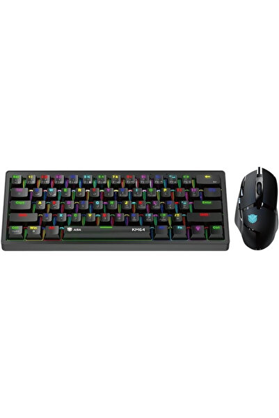 ASA KM64 Wired Gaming Keyboard and Mouse Combo Blue Switch RGB
