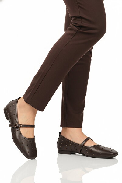 Aspor Coffee Belt Pack Women Ballet Flats