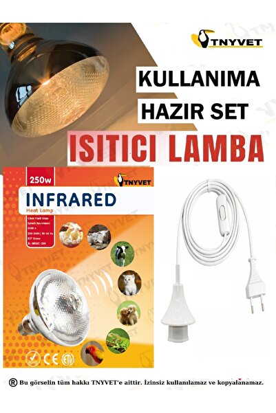 TNYVET ISITICI LAMBA ŞEFFFAF RENK 250 WATT + E27 SERAMİK DUY+2M FİŞLİ KABLO *...