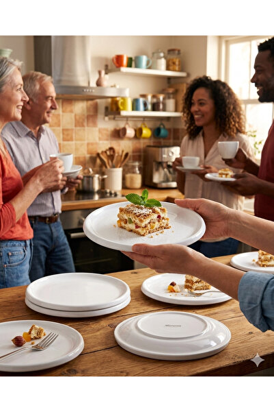 BİODATA Termogold 6 Pieces White Melamine Dessert and Serving Plate Set 21cm ...