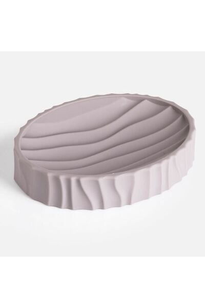 OEM Savoniera din Plastic Ovala Taupe Model Waves 13x10x2,5cm