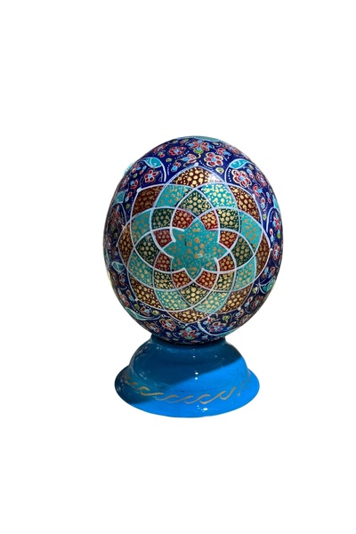 Ebrişim Dekoratif Devekuşu Yumurtası | 20 cm – Çiçekli desen