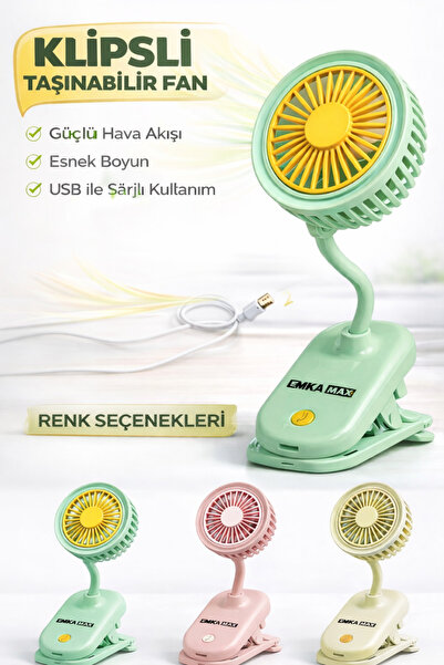 FREED TOOLS Şarjlı Klipsli 360 Derece Dönen Portatif Vantilatör bebek arabası...