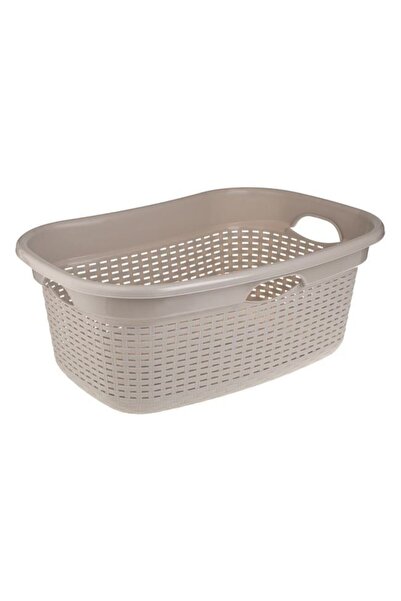 OEM Rectangular Perforated Plastic Laundry Basin Beige 60L