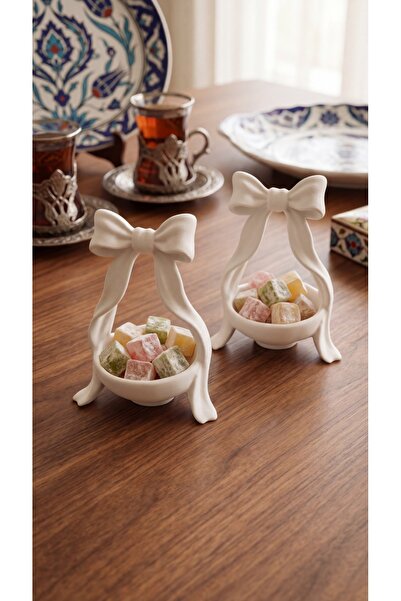 Fulmin Kahve Yanı Sunumluk / 2’li Set / Fiyonk Detaylı Dekoratif Sunum Kasesi...