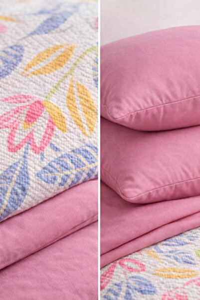 Faralya Life %100 Pamuklu Çift Kişilik Pike Takımı 200x220 cm Pike 240x260 Çarşaf 2 Adet 50x70 Yastık Kılıfı