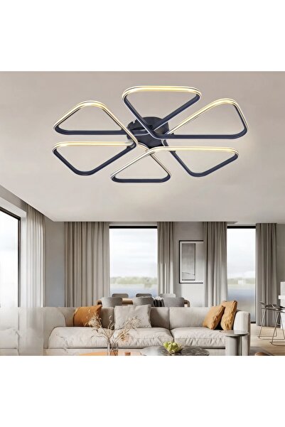 Elektroyou Aden Siyah Modern Tasarım Gold Detaylı Plafonyer Ultra Power Beyaz...