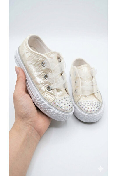 KATEYLER New Season Cream Stone Laced Girls' Sports Shoes 21-30 Lighted, Girl...