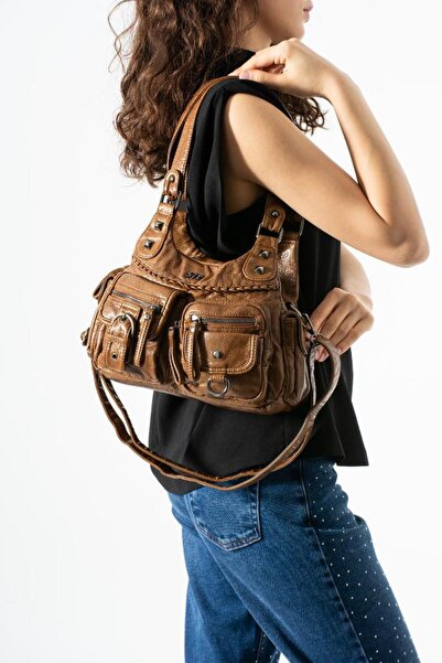 Baginn Γυναικεία τσάντα ώμου Washed S.Deri Postman Vegan Δερμάτινη τσάντα χια...