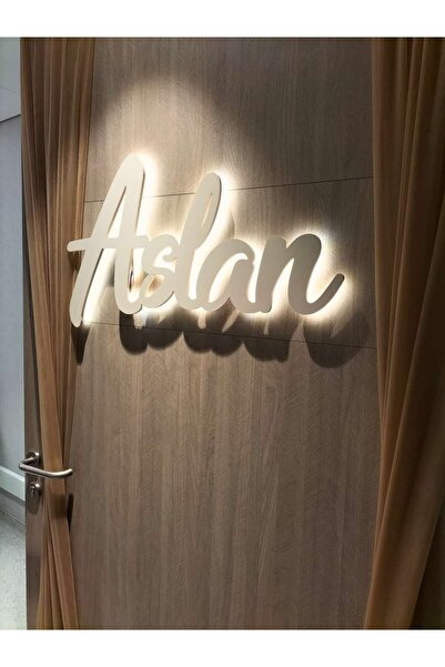 ÜRETİM İsme Özel Ledli Ahşap Kapı Süsü