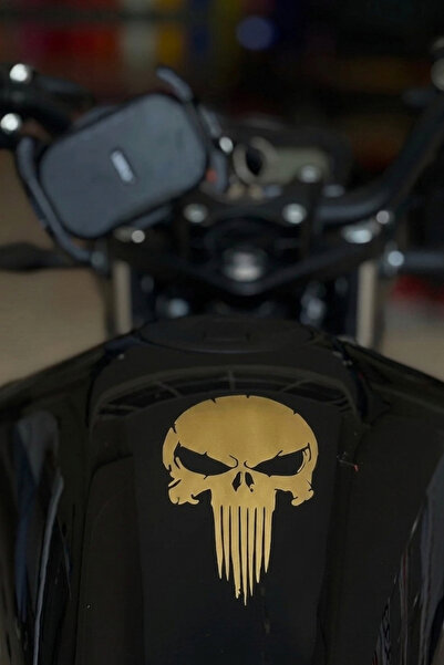 Banxtre Motor ve Kask için Mat Gold Punisher Sticker Etiket (12CMx6CM)