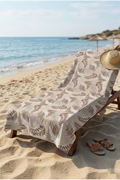 Loselya Πετσέτα θαλάσσης Modern Botanical ανοιχτό καφέ 70 x 150 εκ.