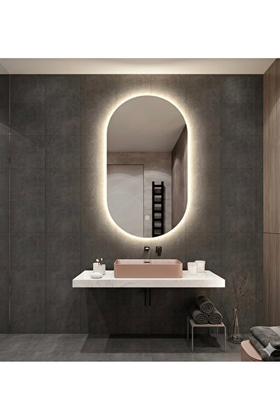 Rose Tasarım 80*60 Oval Dokunmatik Gün IşığıLedli Ayna Banyo Aynası Ledli Ayn...