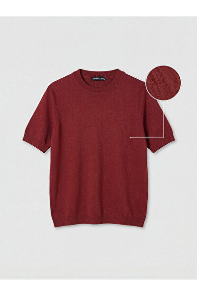 LC Waikiki Nevavm Farkıyla Lcw Modest Burgundy Oval Neck Women's Knitwear Swe...