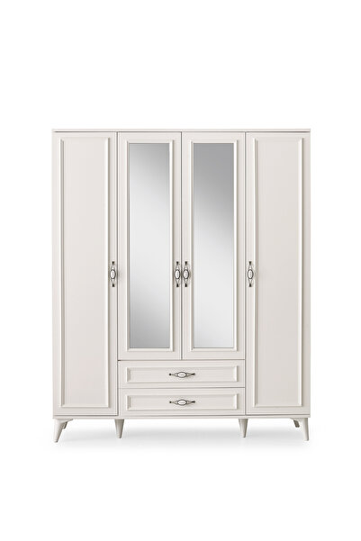 Erz Design Irmak 4 Kapılı 2 Çekmeceli Gardrop Elbise Dolabı 160x48x195cm