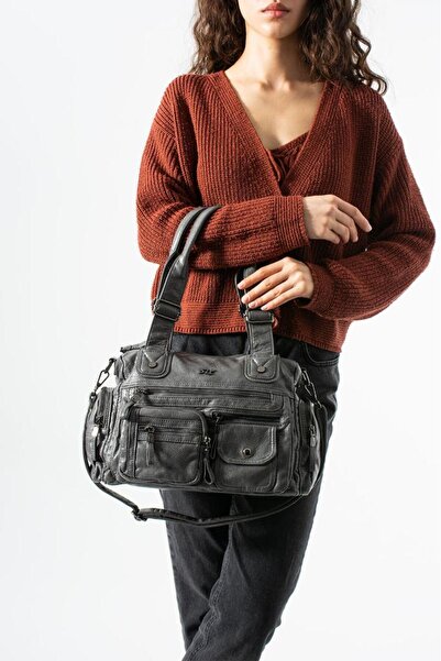 Baginn Γυναικεία τσάντα ώμου από δέρμα πλυμένο Vegan-τεχνητό δέρμα με πολλές ...