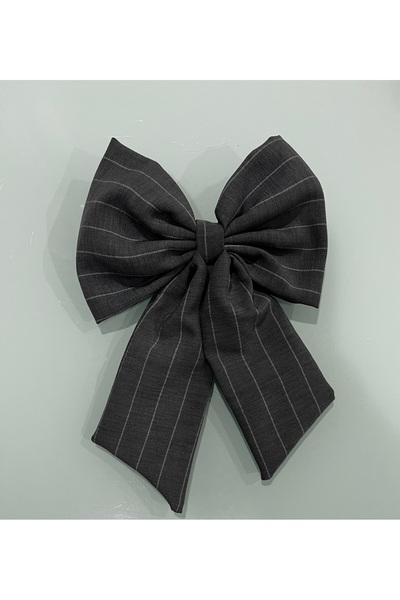 MOJOMIX Gray Striped Fabric Bow Buckle