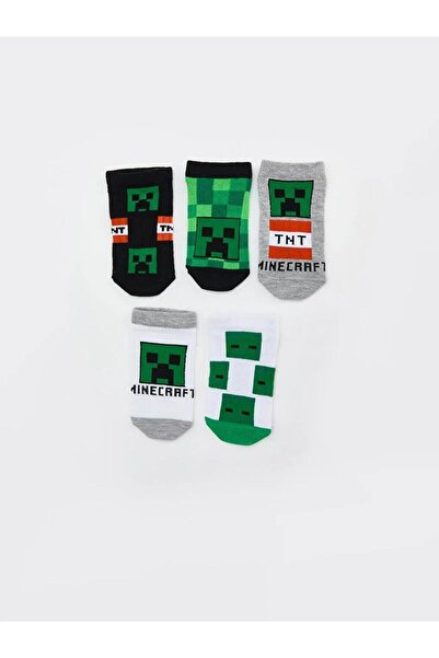 LC Waikiki Момчешки спортни чорапи с мотиви от Minecraft, комплект от 5 чифта