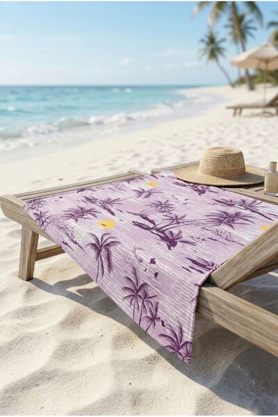 Loselya Ρετρό Ροζ Πετσέτα Θαλάσσης  "Island " 70 x 150 εκ.