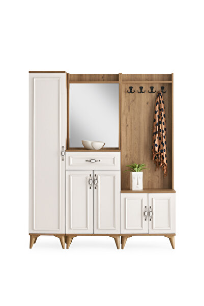 Erz Design Irmak Portmanto Çift Askılık Ayakkabılık Aynalı 160x37x195