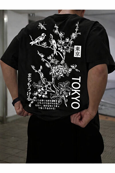 EYAX MODA T-SHIRT ΥΠΕΡΜΕΓΕΘΕΣ ΜΕ ΣΤΑΜΠΑ ΤΟΚΙΟ ΦΛΟΡΣ ΣΤΟ ΠΙΣΩ ΜΕΡΟΣ ΤΗΣ ΠΟΥΣΤΑΣ