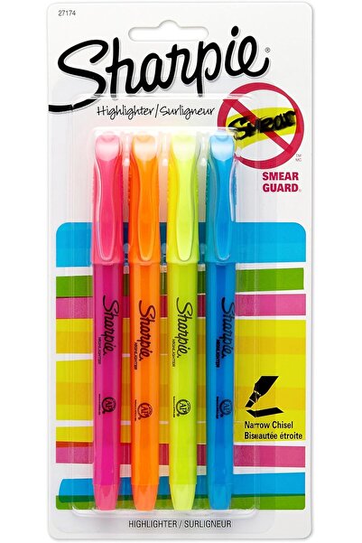 Sharpie أقلام تظليل جيبية بألوان متنوعة، 4 قطع