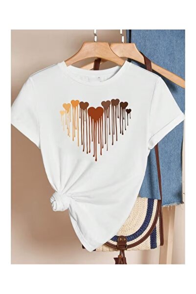 EYAX MODA Fluid Leopard Hearts Oversize Tee / T-Shirt