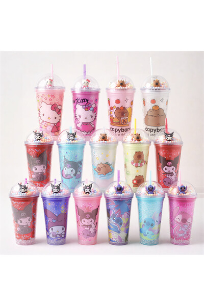 Wolawood Sevimli Çizgi Film Karakterli Işıklı Pipetli Pullu Boncuklu Hediyeli...