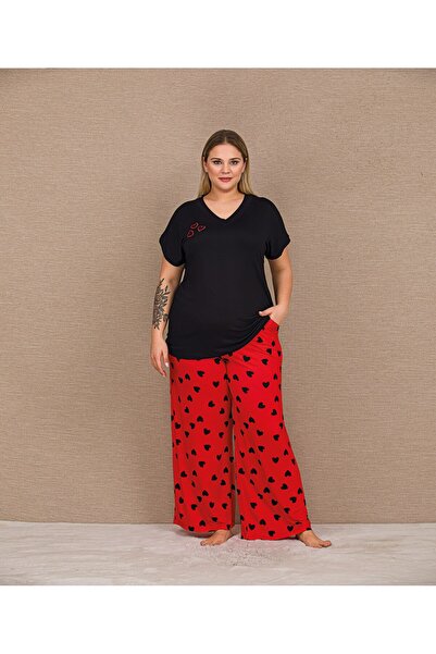 MOPİ Σετ πιτζάμας plus size - Μαύρο - Μακρύ