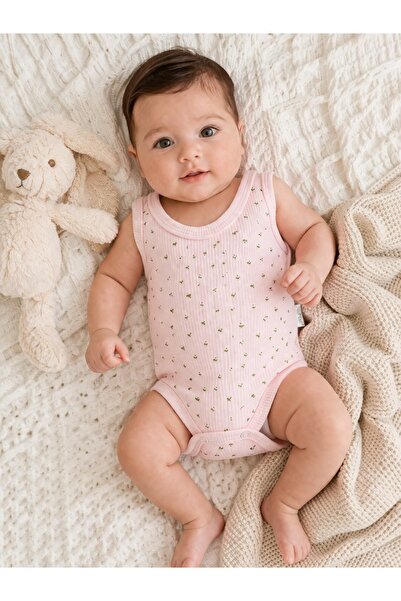 Pure Boutique Βρεφικό κορμάκι ροζ, βαμβακερό, ριμπ, αμάνικο, για νεογέννητο, ...