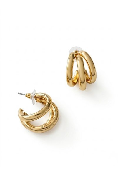 venti design Triple Spiral Basic Gold Women's Earrings