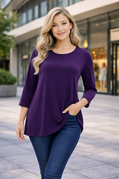 IŞILTI Γυναικεία μακρυμάνικη μπλούζα με λαιμόκοψη ποδηλάτου, υπερμεγέθη ασύμμ...