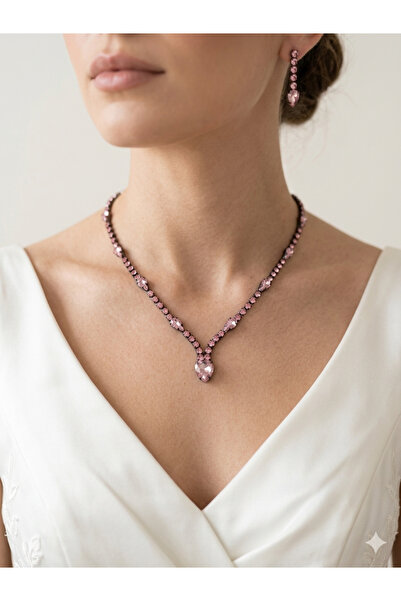 Limelia Roselle Stone Evening Dress Necklace Earring Set Special Design Drop ...