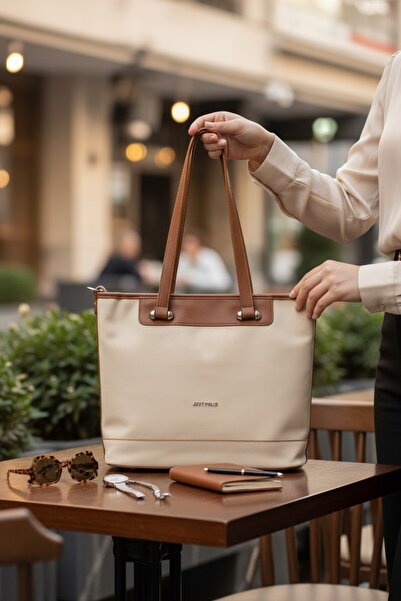 enoch Noch Women's Daily Handbag with Contrast Trim and Long Handle