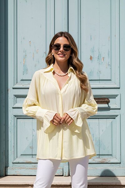 FEMMESTUDIO Πουκάμισο - Κίτρινο - Κομψό/Νύχτα