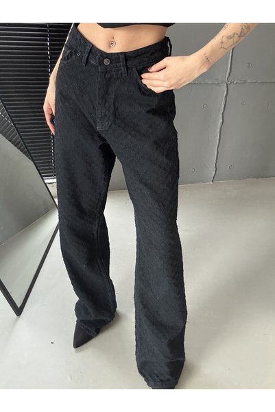 Swet Shop Jeans Women's High-Waisted Special Design Blue Wide-Leg Pants