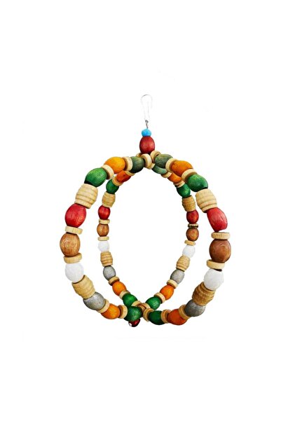 Wahw Pet Ahşap Boncuklu Top Şeklinde Kuş Salıncağı - 14x14cm